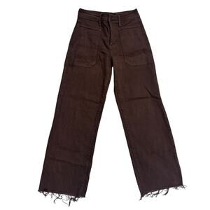 Just Black Denim Brown Jeans 🤎 Distressed Hem • Utility Pockets • Size 26